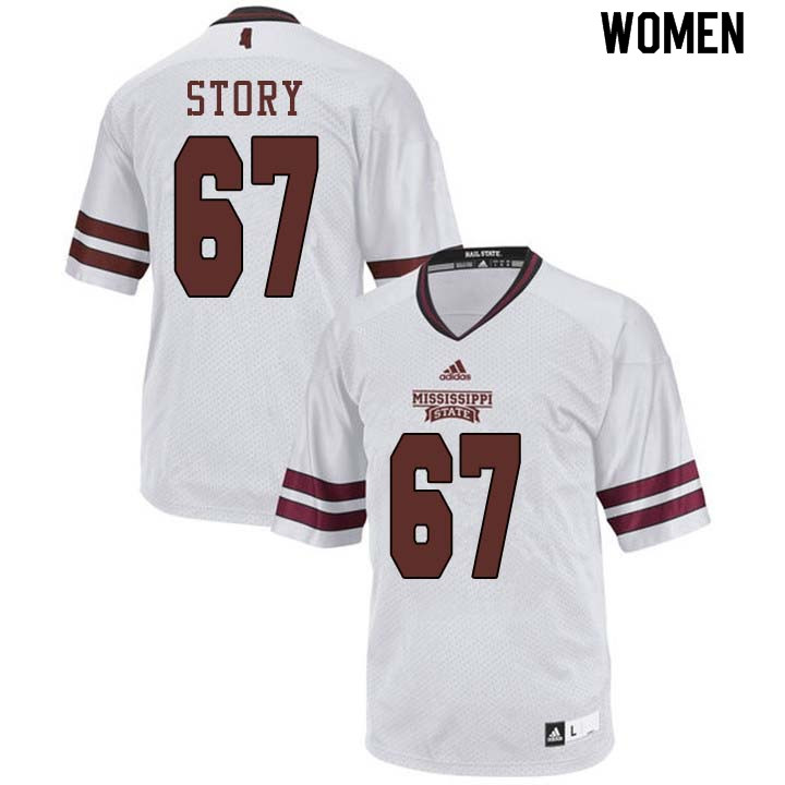 Women #67 Michael Story Mississippi State Bulldogs College Football Jerseys Sale-White
